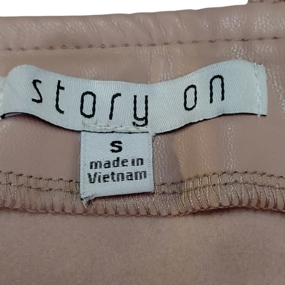 Story On 2 Pieces Faux Leather tank Top And Pants Grove Pink Size S NWOT - Picture 10 of 11